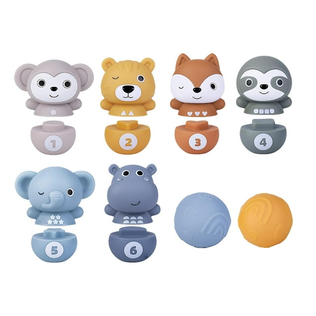 Juego de bolos Montessori, juguetes sensoriales de desarrollo, juguetes apilables y con formas, juguetes cerebrales para niños de 6 a