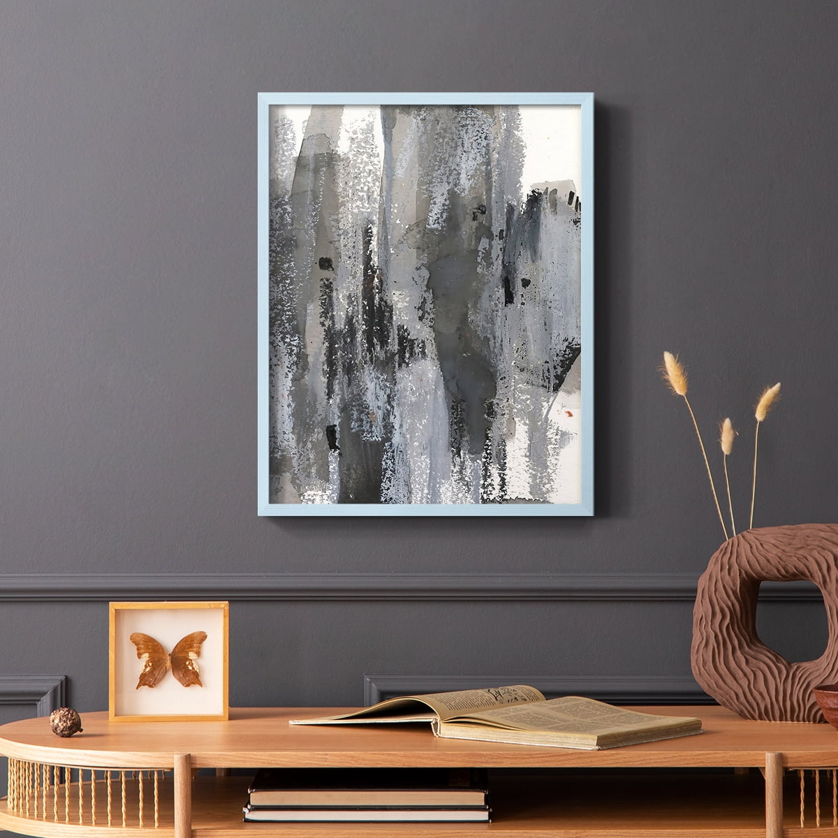Loft Pastel III Framed Print in Blue Solid Wood Framed Print No Nail Hanging