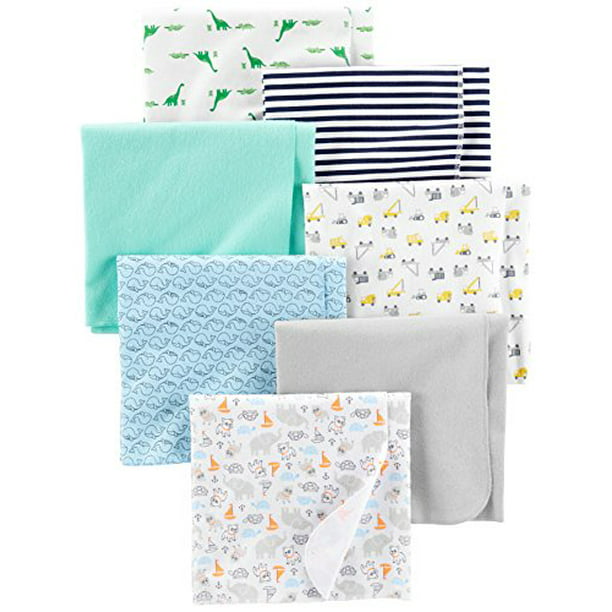 Simple Joys by Carter's Baby Boys' 7Pack Flannel Receiving Blankets, Trucks/Animals/Dino/Whales
