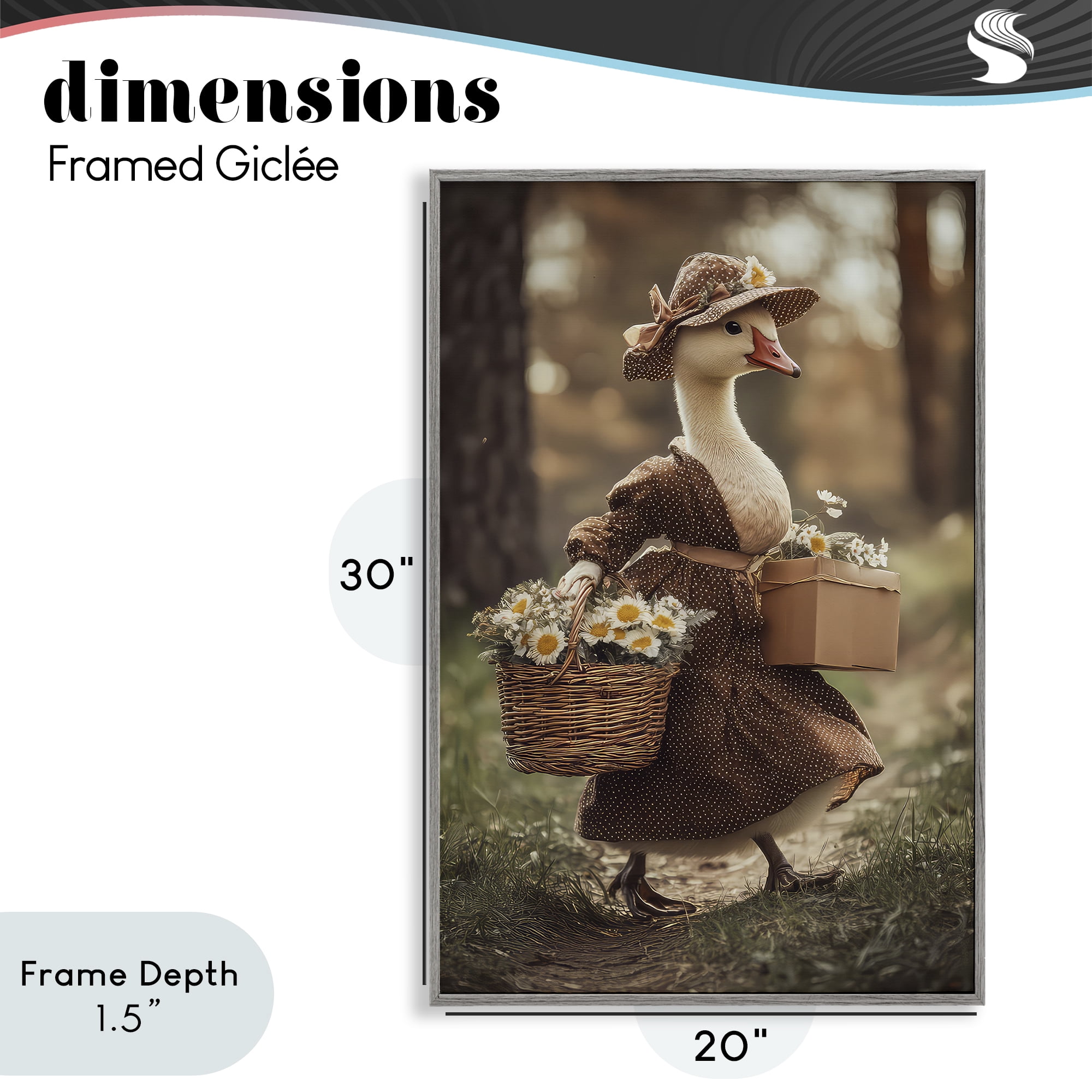 Stupell Industries Mother Goose with Flowers Gray Framed Giclee Art, design by The Wands Want