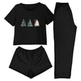 thumbnail image 2 of EchfiProm Christmas Pajamas for Women 3PC Set Loungewear Comfy Short Sleeve Long Pants Funny Nightwear Adults Pjs Set Black, 2 of 8