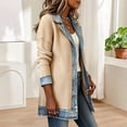 thumbnail image 5 of Stralyhd Jean Jacket Women Patchwork Collared Denim Blazer Fall Casual Shirt Jacket Long Sleeve Loose Denim Cardigan Jackets Button Down Jean Shacket Khaki S, 5 of 6