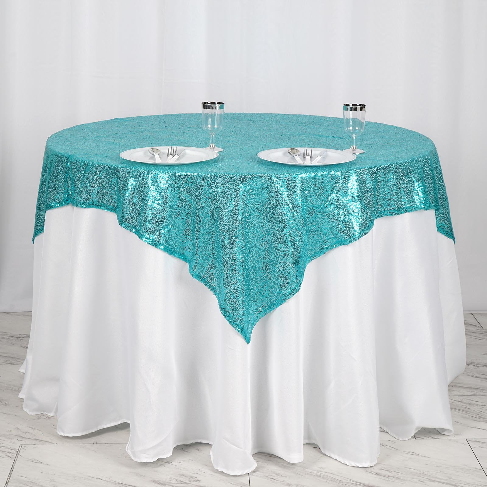 BalsaCircle 54x54" Square Sequined Tablecloth Wedding Party Catering