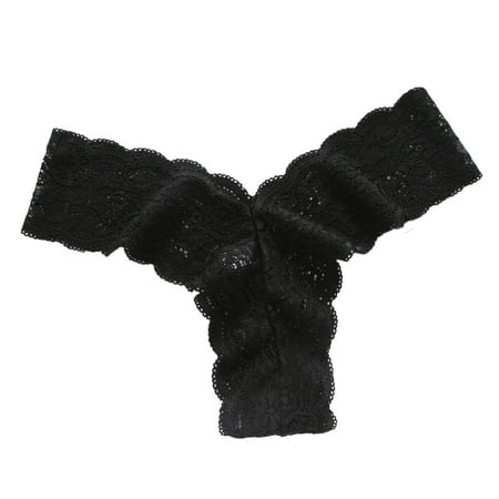 Clearance!Uooqdmx Womens Underwear Thongs for Women Bikini G String Panty Lace Trim 5 Colors Comfy Underwear Underwear for Women Black S