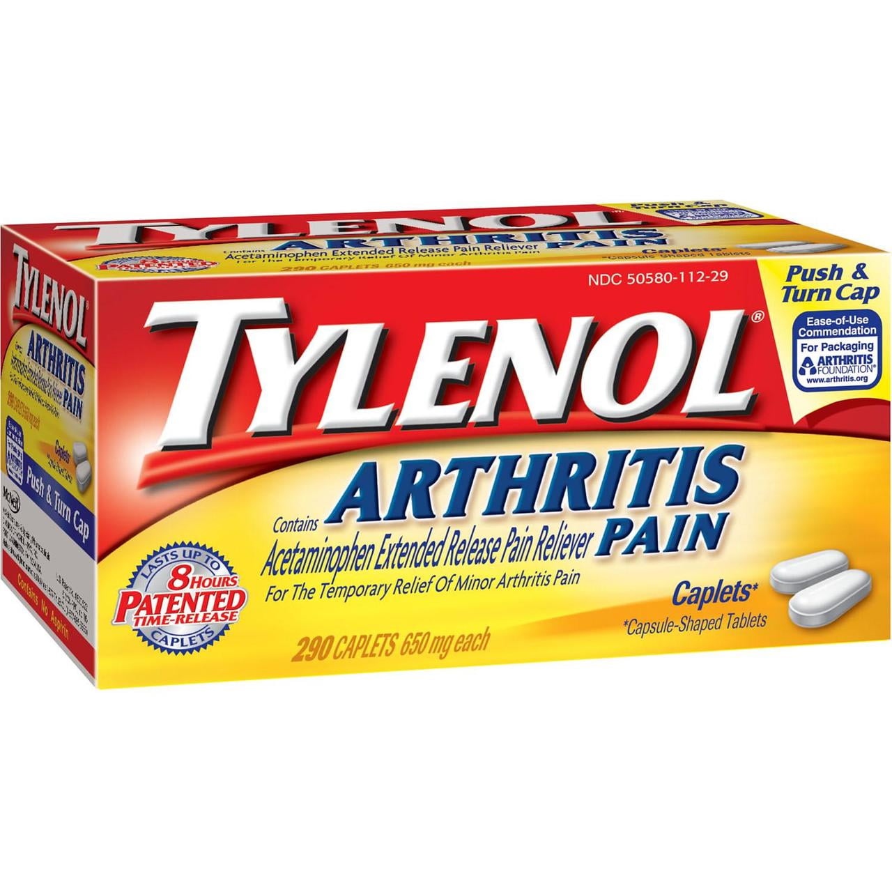 Tylenol 8 HR Arthritis Pain Extended Release Caplets 650 mg 290 Ct