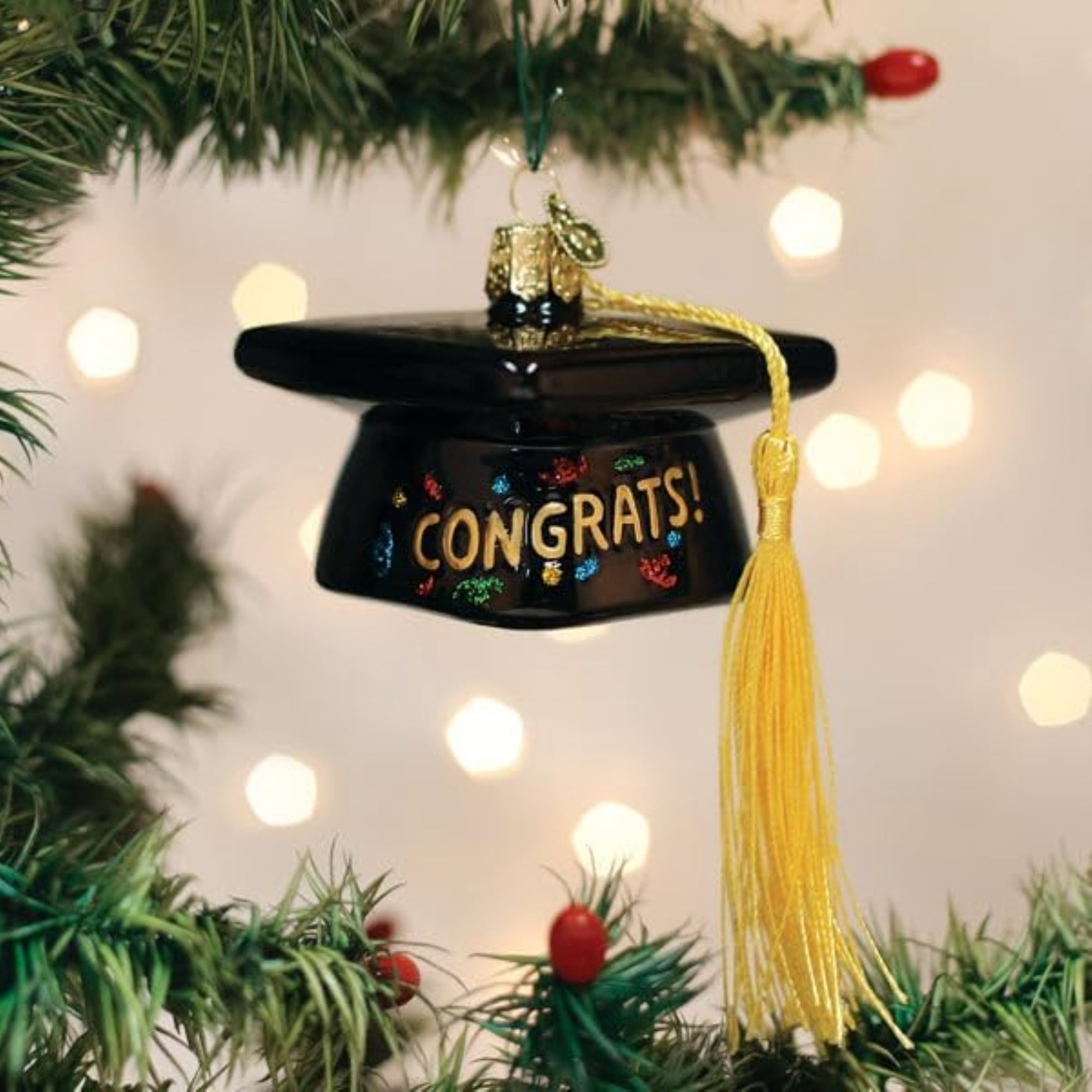 Graduation Cap Glass Ornament