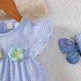thumbnail image 7 of enyan Pink Dress Girls Flutter Sleeve Floral Dresses Girl Long Spring Dress Kids Smocked Flare Summer Dress,Blue,6 Years, 7 of 7