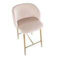 thumbnail image 7 of Fran Pleated Contemporary Glam Fixed-Height Counter Stool In Gold Metal And White Velvet - Set Of 2, 7 of 7