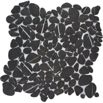 Pebble Tile for Shower Floor Border Kitchen Bathroom Backsplash. Marble Stone Looks Wall and Floor Tile, 10 Sheets, Black marquina.