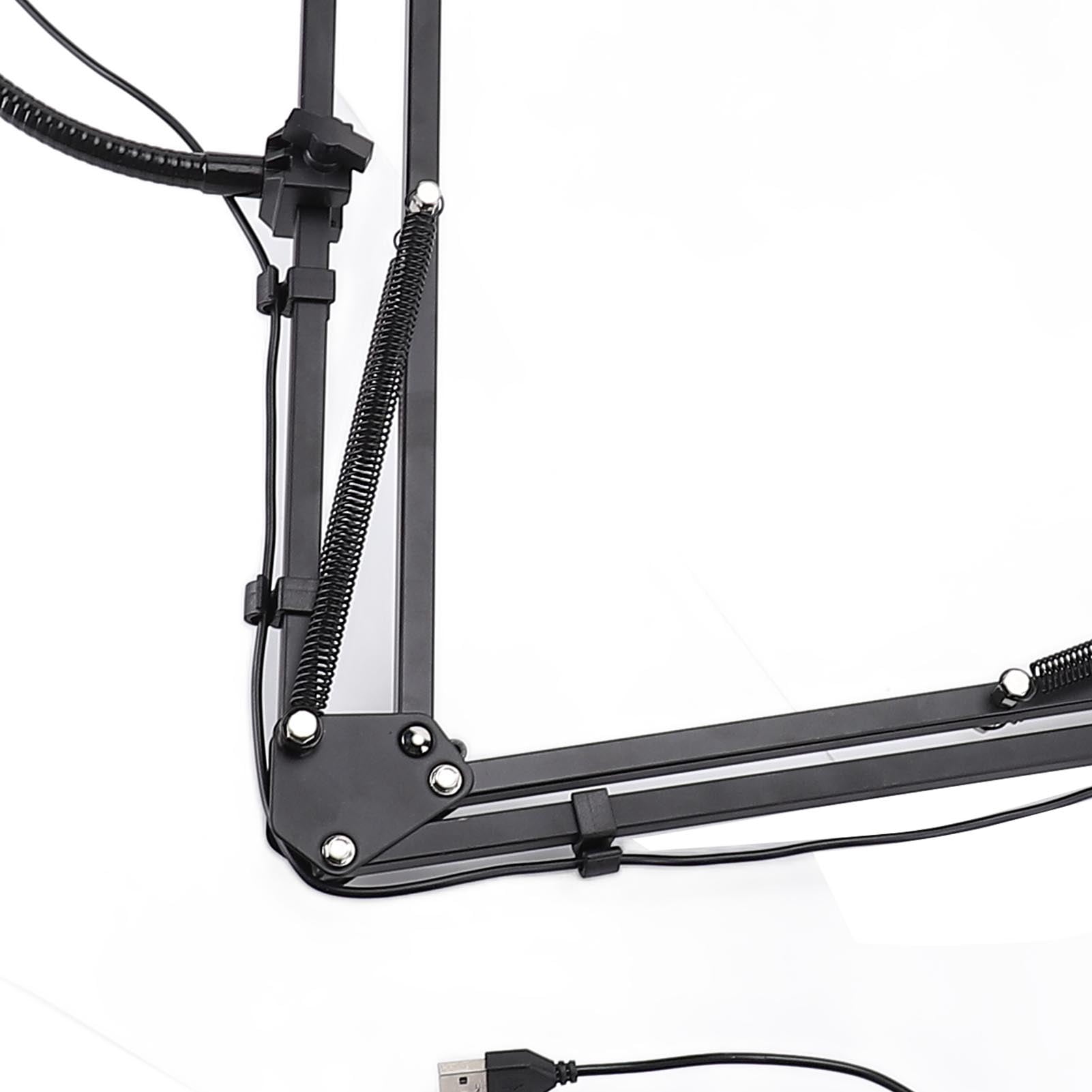 Riousery Clamp Ring Light Over Head Desktop Stand with Phone Holder Dimmable LED for Live Streaming Makeup Crafting Video Recording Max 4.5cm Thickness 14.96 inches / 38 cm Arm