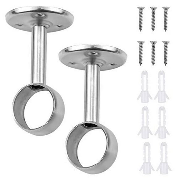 2Pack Stainless Steel Closet Pole Heavy Duty Closet Rod End Supports with Screws