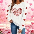 thumbnail image 2 of Itsame Women Long Sleeve Heart T-Shirts Valentine's Sweatshirt Loose Crew Neck Tops White Size L, 2 of 9