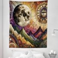 thumbnail image 2 of Ambesonne Boho Tapestry Twin Size, Sun and Moon Psychedelic Scene, 68"x88", Indigo Reseda Green Beige, 2 of 3