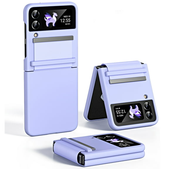 Dteck for Samsung Galaxy Z Flip 4 Case with Leather Hinge Protection, Slim All-Inclusive Shockproof Case for Samsung Galaxy Z Flip 4,Purple