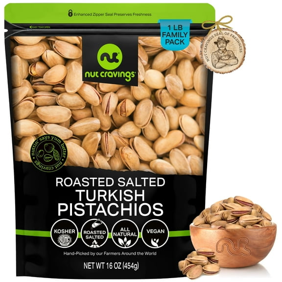 Nut Cravings Pistachios Roasted & Lightly Salted Turkish Antep (16oz - 1 lbs)