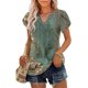 thumbnail image 5 of Fiudx Ofertas Relámpago Blusa de Manga Corta Estampada a La Moda para Mujer, Blusas Informales con Cuello Redondo, 5 of 6