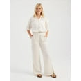 thumbnail image 2 of 2 Pieces: Pocket Short Sleeve Shirt & High Waist Elastic Waist Side Slit Straight Leg Trousers, 2 of 5