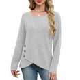 thumbnail image 4 of DAFPZW Tunic Sweaters for Women Long Sleeve Shirts Crew Neck Tops with Buttons Fall Fashion Outfits Winter Clothing, 4 of 9