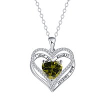 Valentine Day Gifts for Women, I Love You Always and Forever Necklace, Sterling Silver Heart Pendant with Birthstone, Jewelry Gifts for Mother, Girlfriend, Lover, Gifts for Her