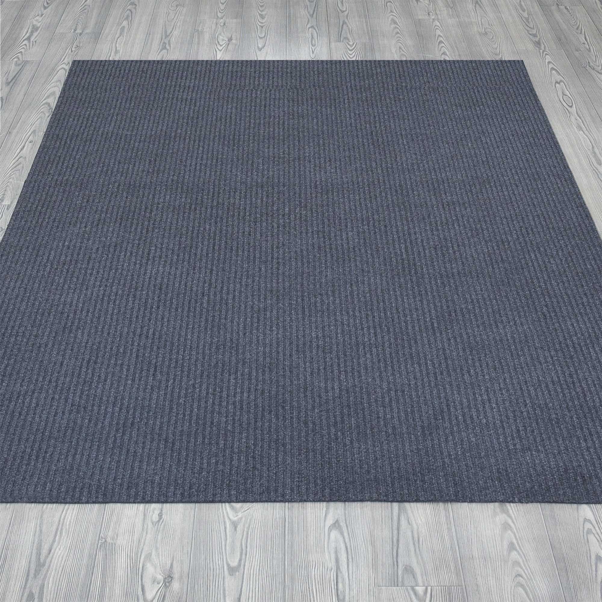 Ottomanson 5' x 6'6" Waterproof Non-Slip Area Rug for Garage & Patio, Utility Floor Mat, Dirt Trapper, Gray