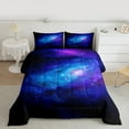 thumbnail image 2 of jejeloiu Galaxy Starry Sky Queen Comforter Set,Blue Purple Ombre Bedding Comforter Set For Girls Kids 3pcs, 2 of 8