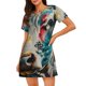 thumbnail image 1 of Easygdp Colorful Graffiti Cow Camisón de manga corta para mujer, informal, estampado, 1 of 6