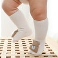 thumbnail image 6 of Zwiiyzr Toddler Boys Girls Slipper Socks 0-3 Years Over The Calf Solid Color Cartoon Socks Keep Warm Kids Soft Dispensing Non-Slip Indoor Newborn Socks Beige, 6 of 8