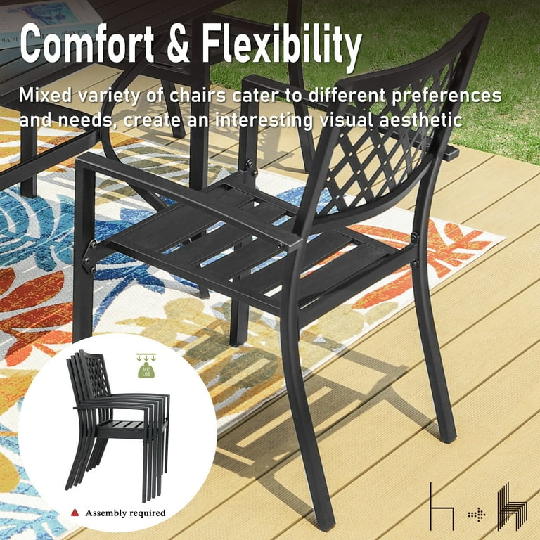 MF Studio Outdoor Patio Dining Chairs, Set of 2, Modern Metal