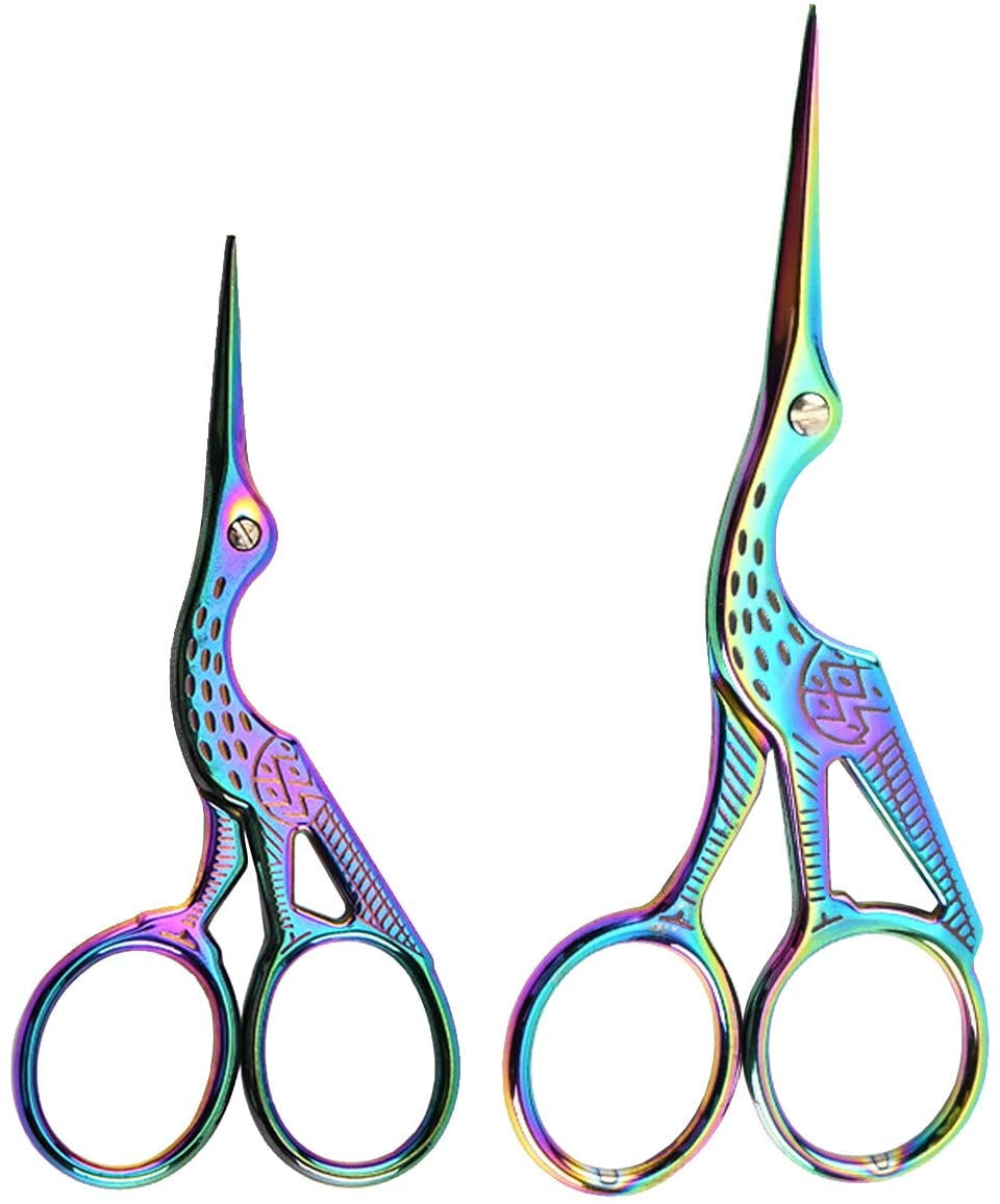 2 Pieces Stork Scissors, Sewing Scissors Stainless Steel Tip Dressmaker Shears DIY Tools for