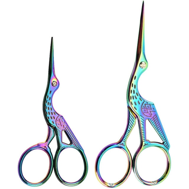 2PCS Vintage Stork Shape Sewing Scissors Stainless Steel Tailor Scissors Sharp Sewing Shears for Embroidery, Sewing, Craft, Art Work & Everyday Use