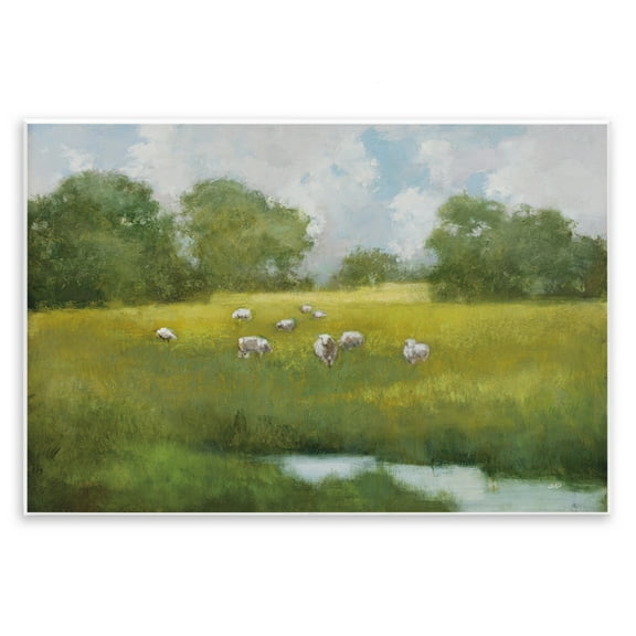 Stupell Industries Sun Grazing Sheep Landscape & Nature Painting Unframed Art Print Wall Art, 15 x 10