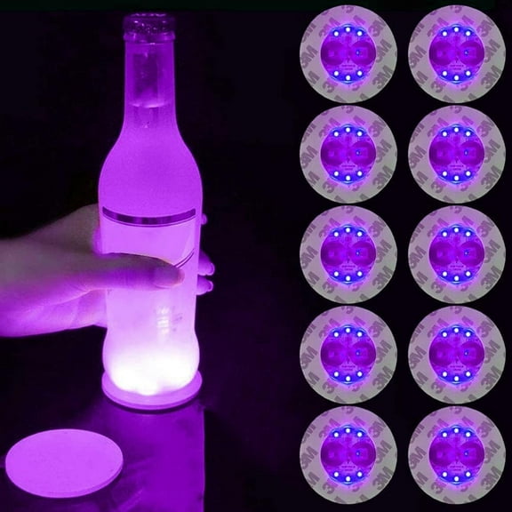 8 Pcs LED Bottle Lights Cup Holder Lights LED Sticker Coaster Lights Light Up Coasters LED Bottle Light LED Stickers Coaster Light Up for Drinks