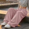 thumbnail image 4 of Mifsaly Women's Corduroy Casual Pants Wide Leg Baggy Sweatpants Fall Winter Drawstring Waist Workout Athletic Outfits with Pockets, 4 of 9