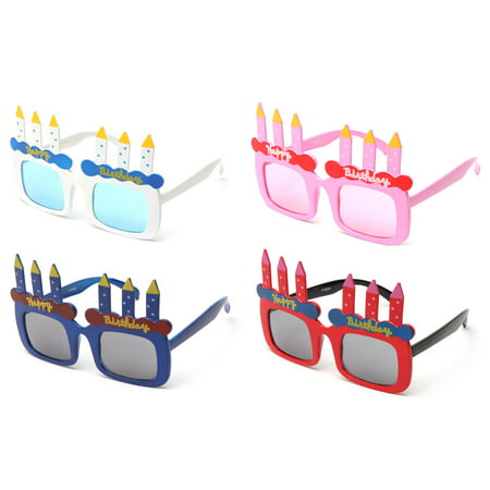 Kyra Kids Happy Birthday Cake Candles 4 Packs Shaped Party Sunglasses Fun Boys Girls Birthday Props