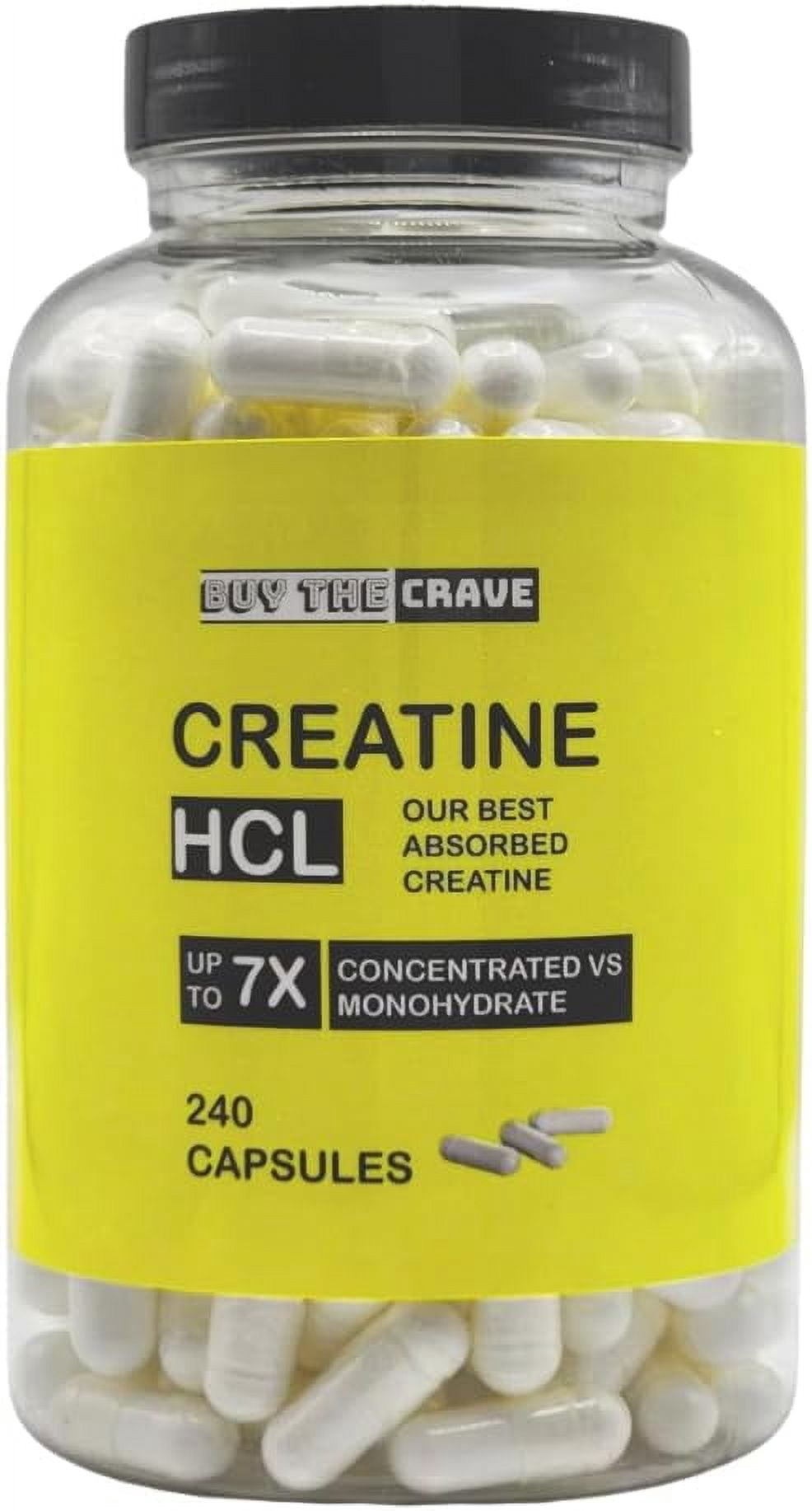 Buy The Crave Creatine HCL Pills, 7X Concentrated for Muscle Recovery, Energy, Cognitive Support – 240 Servings