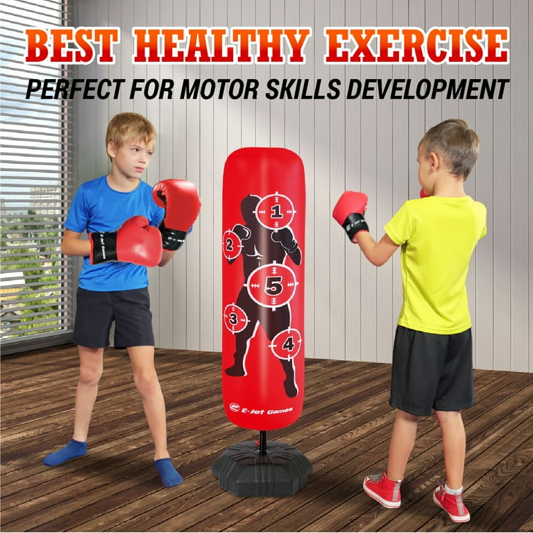 Kids Punching Bag for Kids Ages 3 4 5 6 7 8 9 10 11 12 Years Old Inflatable Bounce Back Boxing Gift Set De Stress Burn Energy