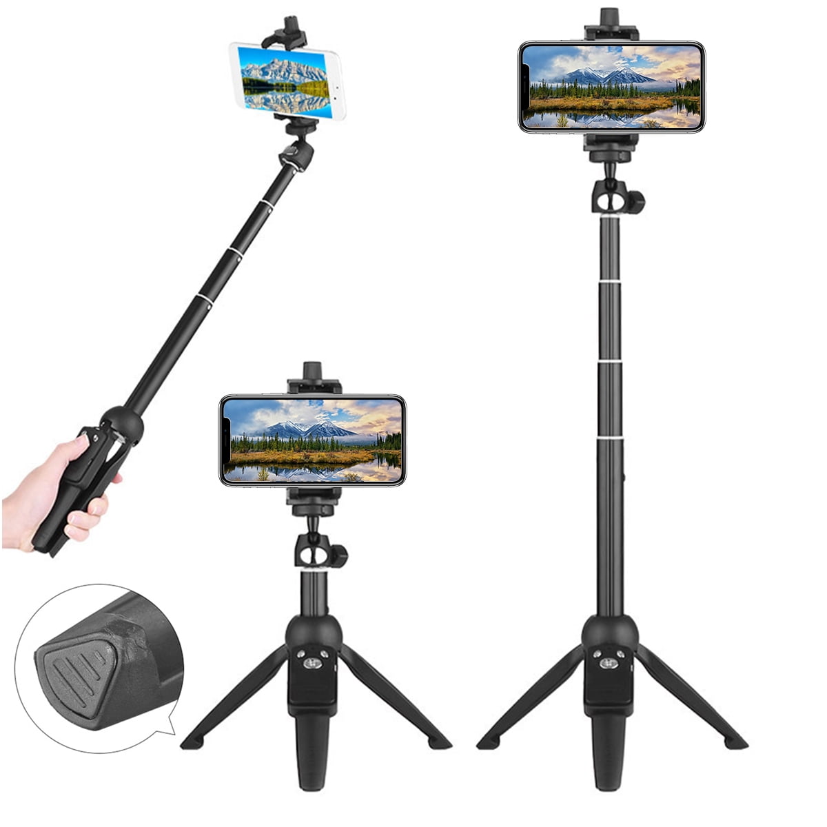 LSYOA Bluetooth Selfie Stick Tripod Stand Selfie Stick Monopod Wireless Remote Compatible with Smartphones Wireless Remote Extendable Stand,Pink