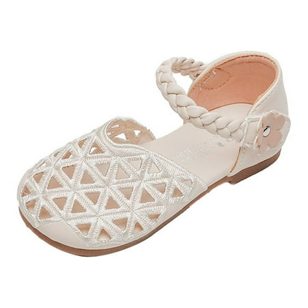 

ZRBYWB Girls Sandals Mesh Design Sandals Flower Flat Sandals Summer Dress Shoes Knitted Sandals Roman Princess Shoes Summer Shoes