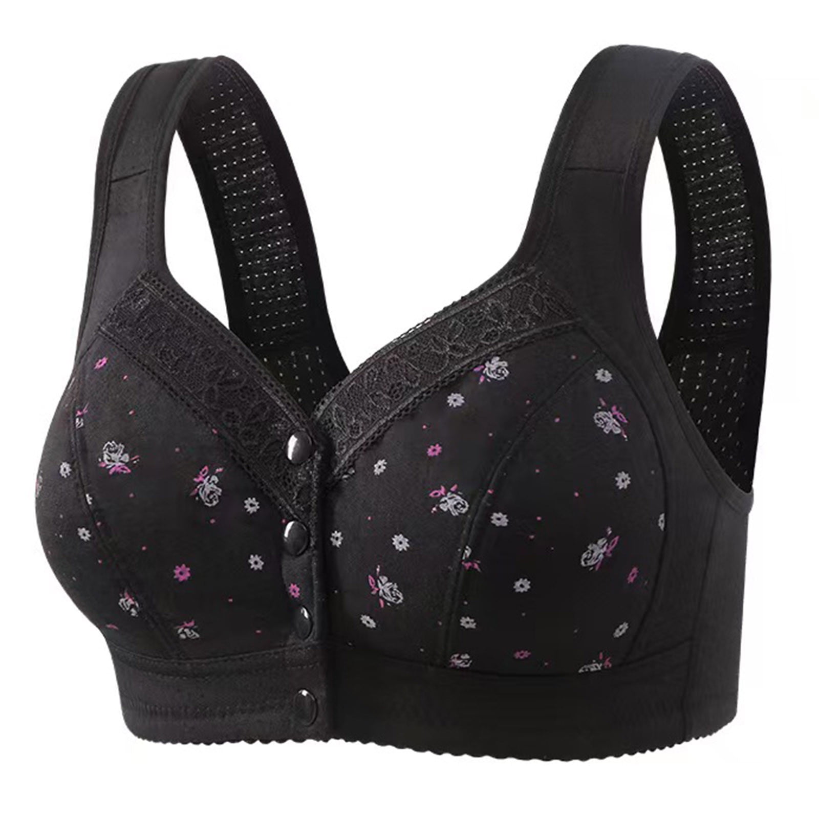 yievot 5 Pack Front Closure Bras for Womens Bras Front Snaps Seniors Snap Front Bra Older Women Comfort Everyday Bras Wireless Push Up Bra