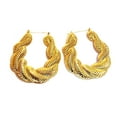 thumbnail image 2 of Bamboo Rope Hoop Earrings Thick Twisted Hoops Teardrop 3.5 inch Large, 2 of 3