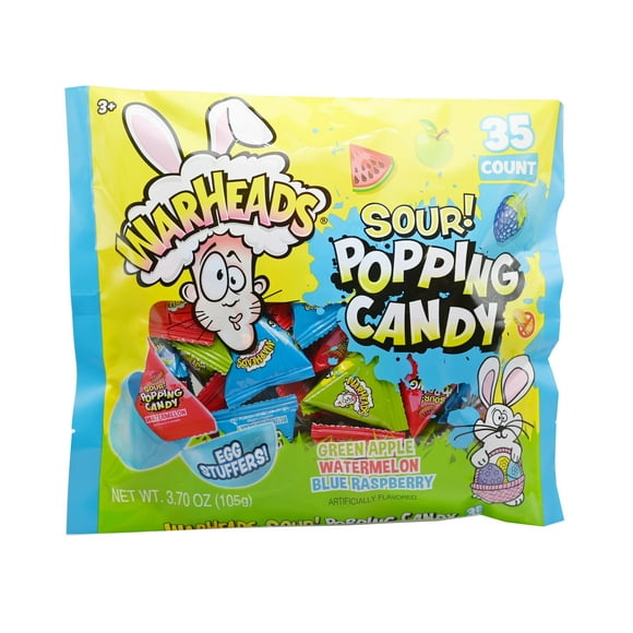 Warheads Sour Popping Candy, 35 Count 3.7oz Laydown Bag, Contains Milk
