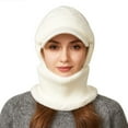 thumbnail image 4 of 3 In 1 Beanie Hat With Scarf And Mask Cozy Womens Scarves Soft Face Masks Scarfs Warm Winter Clothing Beanies Hats White, 4 of 9
