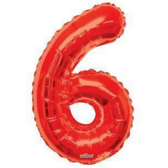 Giant Red Number 6 Foil Balloon 34"
