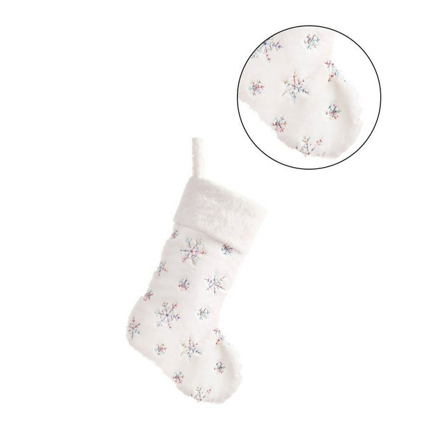 Inteprter Medias de Navidad Estampado blanco Copo de nieve dorado Adornos de Navidad Colgante de Navidad Decoraciones para árboles de Navidad Calcetines Kits de decoración para fiestas vistoso Inteprter HA000878-03B