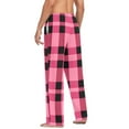 thumbnail image 6 of Checkered Pink Grid Print Men's Pajama Pants Cotton Long Sleepwear Lounge Pants S, 6 of 7