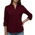 thumbnail image 5 of Weardear Womens Smooth Wrinkle-Free Button Down Shirts Solid Long Sleeve Office Work Dress Tops, 5 of 6