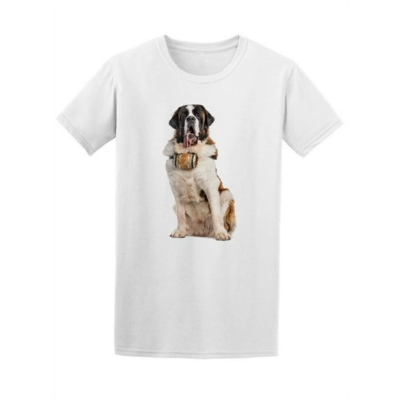 St. Bernard With A Barrel T-Shirt Men -Image by Shutterstock, Male XX-Large