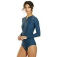 thumbnail image 6 of Sporti Active Solid Zip Front Long Sleeve One Piece Swimsuit, High Cut, Unpadded (Women’s), 6 of 10