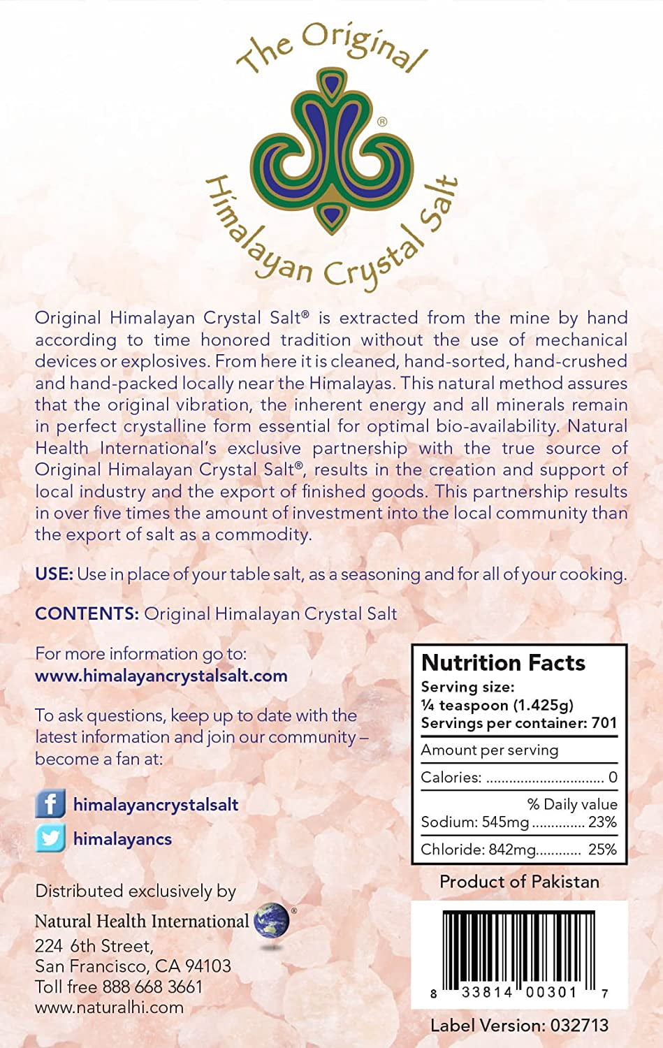 Original Himalayan Salt Crystal - Fine Granulated Culinary Salt for Cooking, Food Preparation and Health with 84 Trace Minerals (3 Pack)