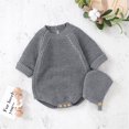 thumbnail image 6 of NOKIO Baby Boys Girls Knit Sweater Romper, Baby Solid Knit Romper Cotton Long Sleeve Boy Girl Sweater Clothes Baby Bodysuit With Cute Hat Set Children'S Knit Pullover Baby Boys Girls Knitted Sweater, 6 of 9